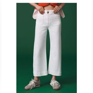 Anthropologie Crisp White Wide Leg Trousers